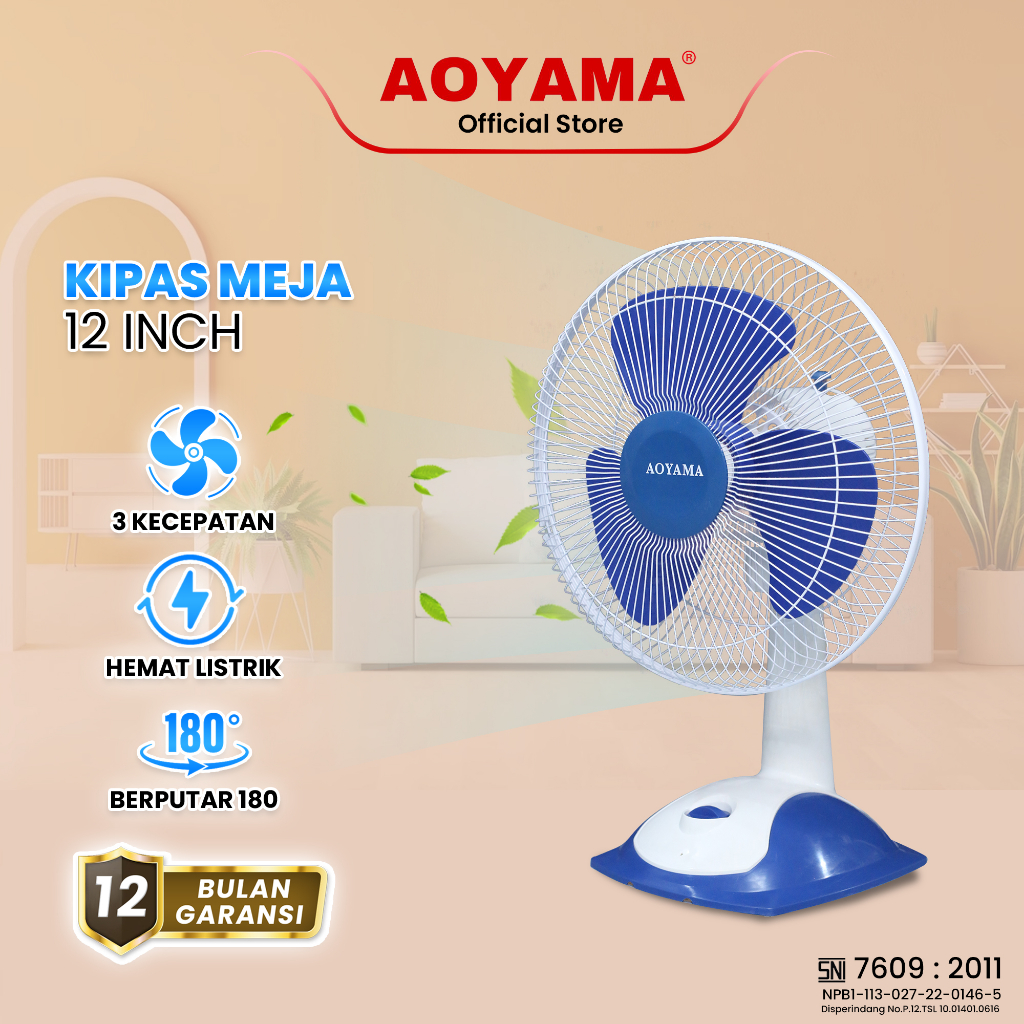 KIPAS ANGIN 12 INCH AOYAMA / DESKFAN AOYAMA / KIPAS MEJA / KIPAS ANGIN / KIPAS ANTI PANAS / KIPAS GA