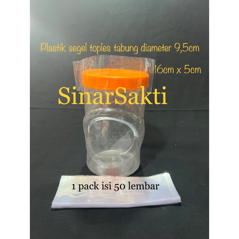 Plastik segel toples tabung diameter 9,5cm - 10cm (1pack isi 50) 16cm x 5cm segel tutup
