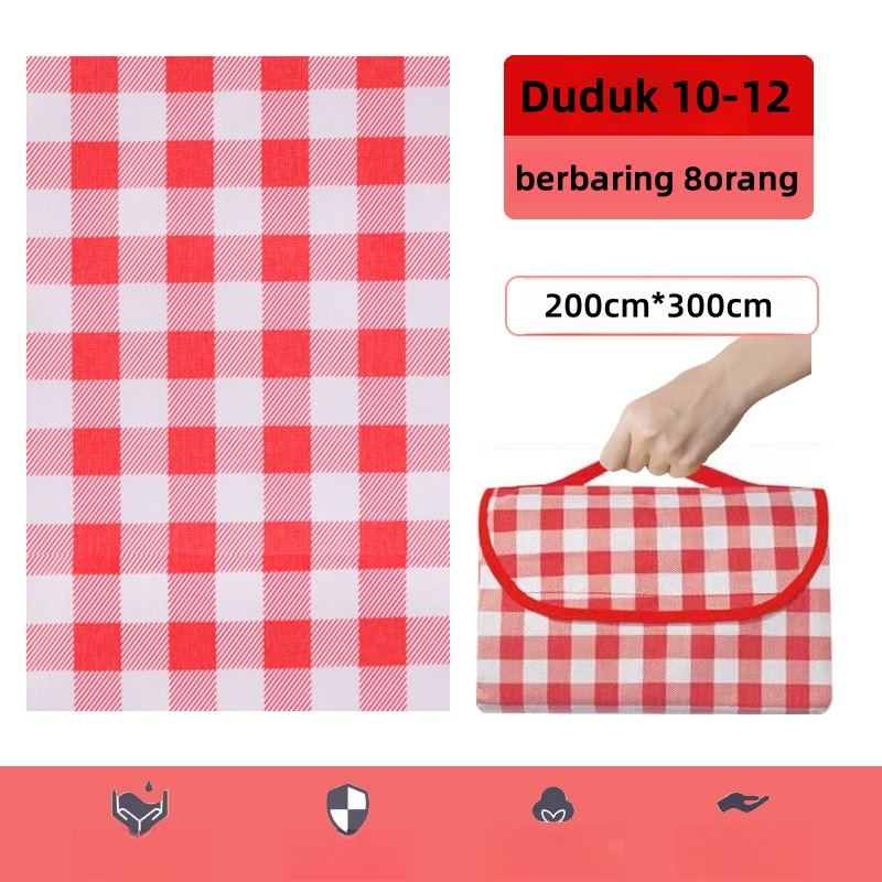 200*300Cm Tikar Piknik Portabel Karpet Piknik Tahan Air Luar Ruangan Tikar Pantai Berkemah Luar Ruangan Perjalanan-Merah200*300cm