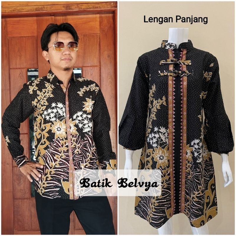 Set pakaian couple batik Nura / Set batik couple kemeja batik full furing tunik batik full trikot / 