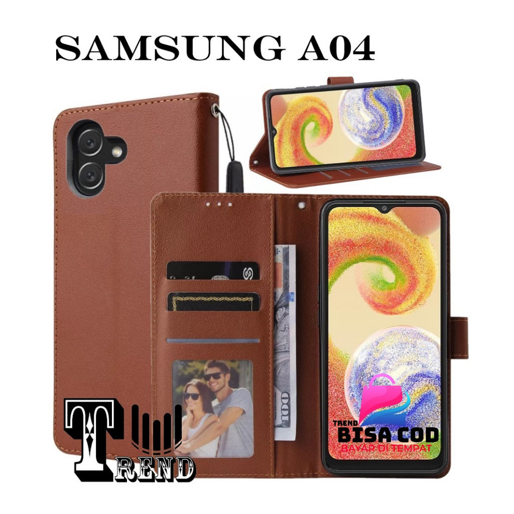 LEATHER CASE FLIP SAMSUNG A04- FLIP CASE KULIT UNTUK SAMSUNG A04