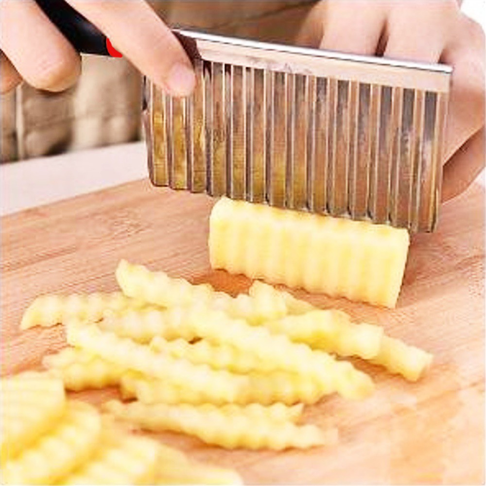 Pisau Acar Kentang Wortel Alat Potong Bergelombang Stainless Steel Timun Asinan Puding Kripik