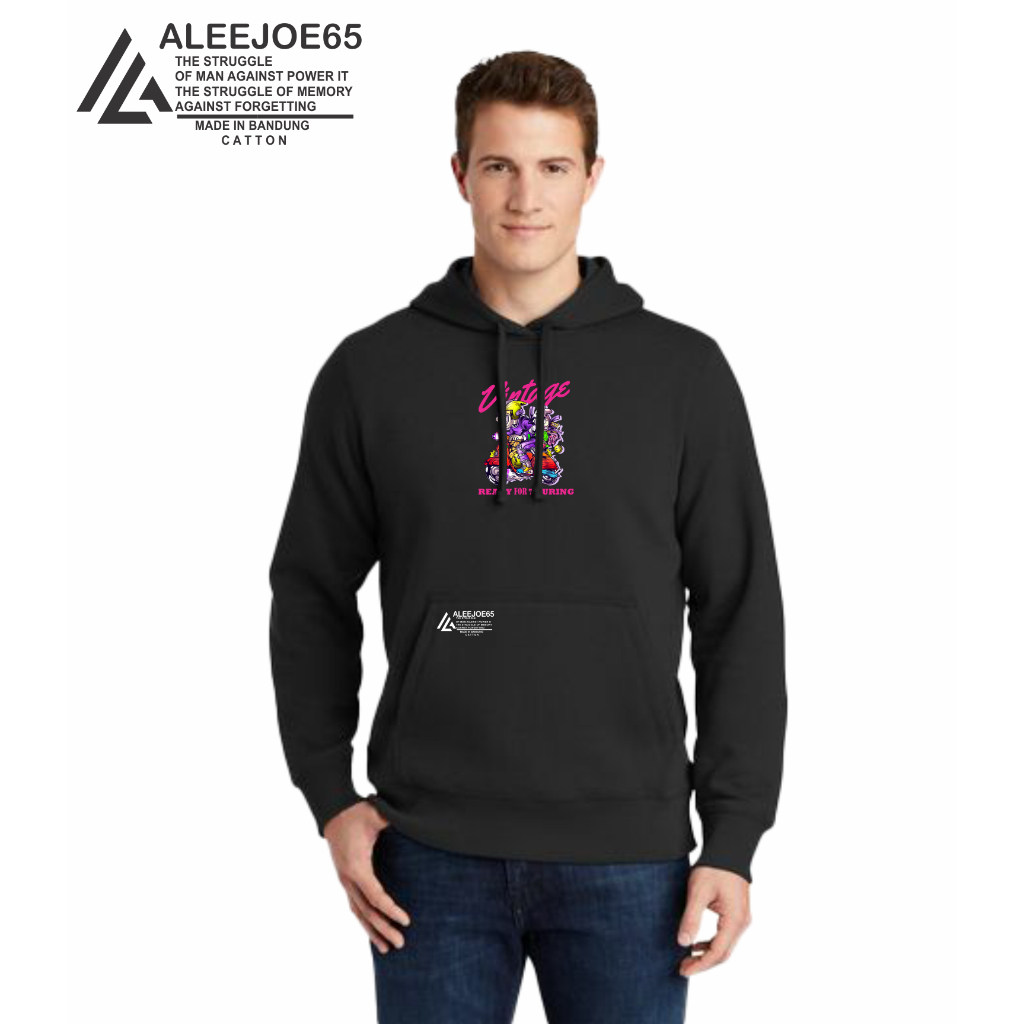 Hoodie Sweater Pria Black Hodie Sweater Polos Hoodie Cowok Distro Warna Hitam Tebal Aleejoe65