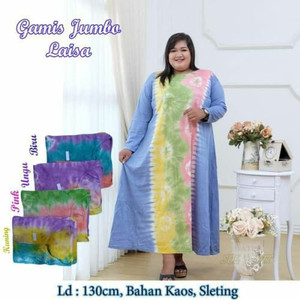 Gamis Super Jumbo Laisa LD 130 Bahan Kaos Jumbo Mayung