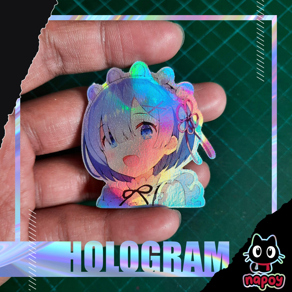 

Stiker Hologram Anime ReZero Rem Close up