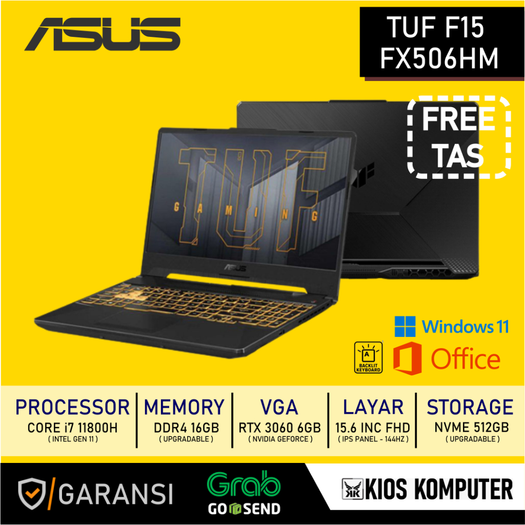 ASUS TUF FX506HM i7 11800H 16GB/512GB RTX 3060 6GB 15.6" FHD W11 OHS