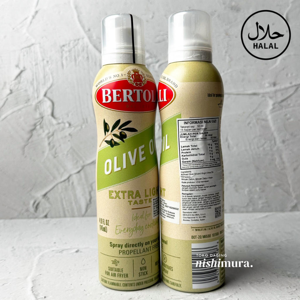 

Bertolli Olive Oil Spray - Zaitun Semprot - Import Spain Extra Light - Itali Italia Italy - Nishimura Nishimurashop