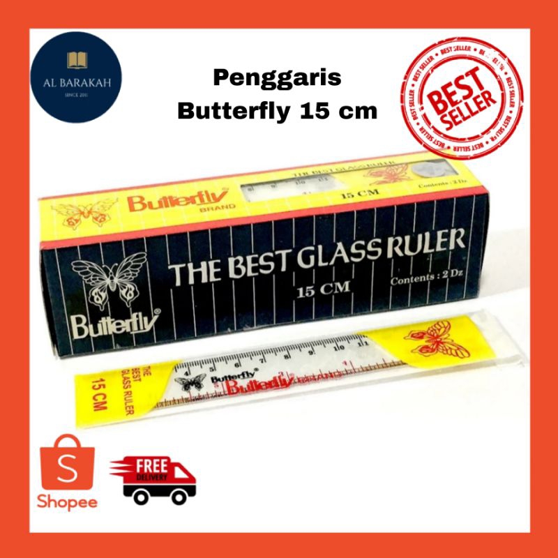 

1 Pcs !!! Penggaris Plastik Glass Ruler 15 cm - Butterfly / Penggaris Butterfly 15 cm