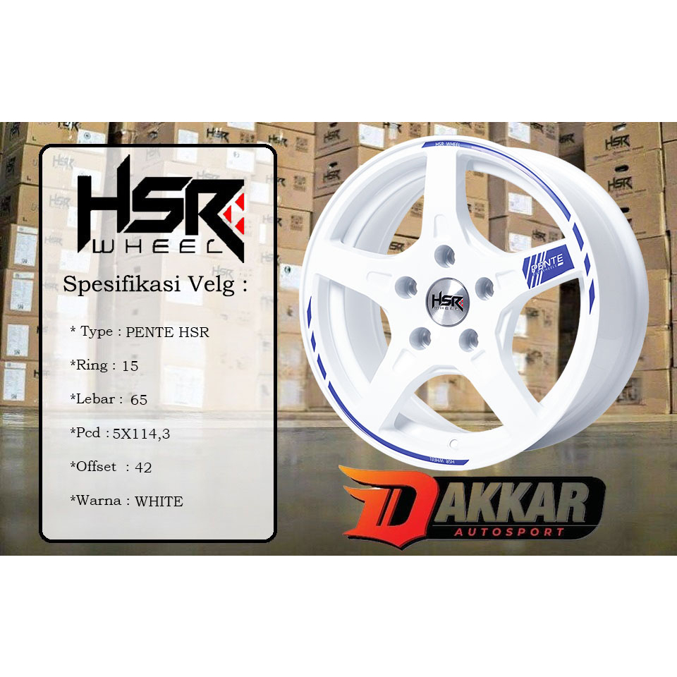 velg warna putih ring 15 velg hsr r15 baut 5 tipe pente untuk ertiga innova luxio grandmax