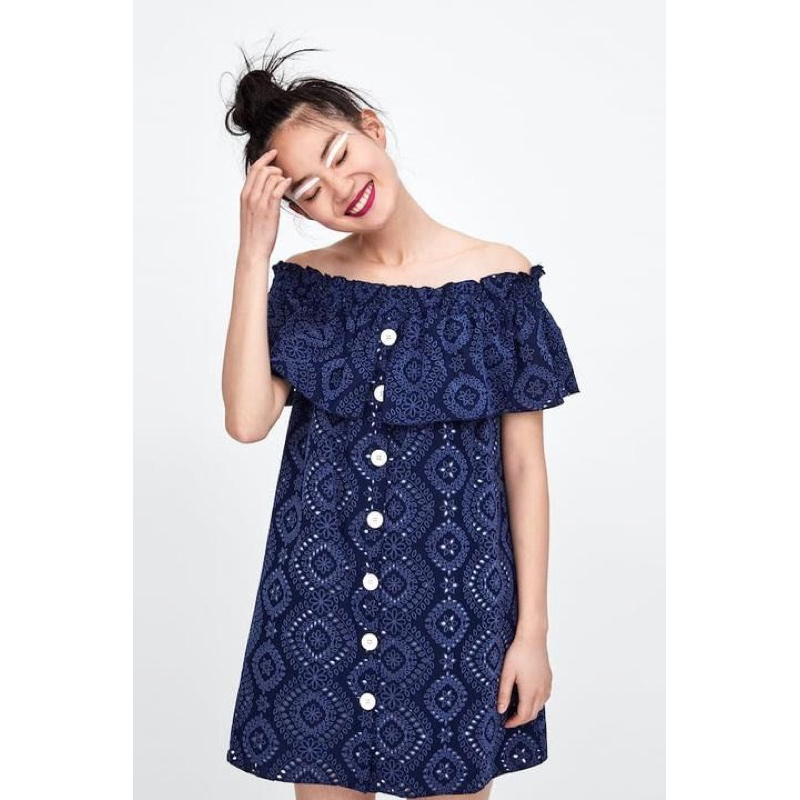 ZARA Ruffle off shoulder dress