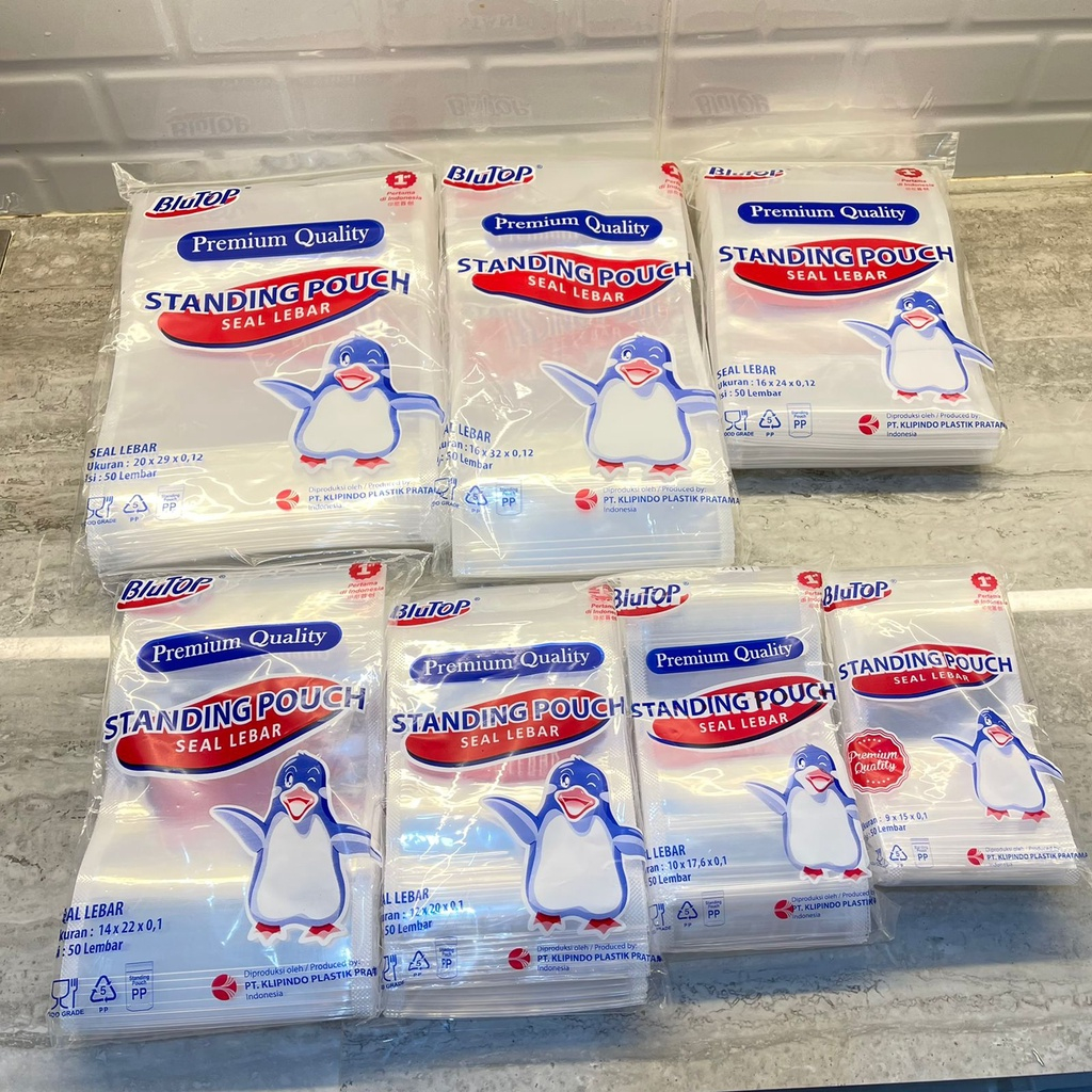STANDING POUCH 16X24 BLUTOP PINGUIN / STANDING POUCH / KEMASAN BERDIRI