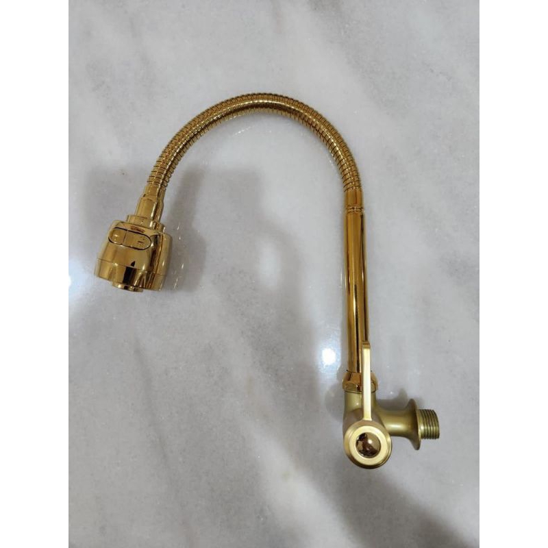 Kran Angsa Flexibel Stainless Gold/Kran Dapur/Kran Sink