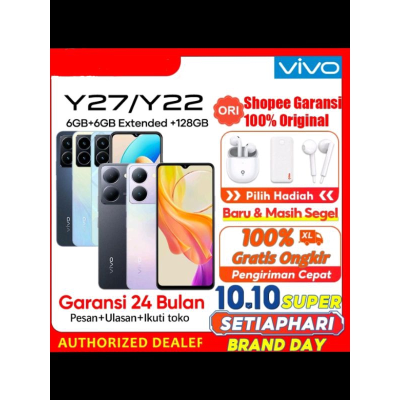 VIVO Y27 5G / Y27 / Y22 , (RAM 6/128GB)+(RAM 4/128GB),GARANSI RESMI VIVO INDONESIA