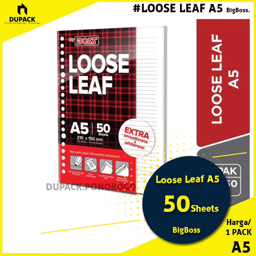 

Kertas Binder LOOSE LEAF A5 B5 50 Sheets BigBOOS 1 PACK