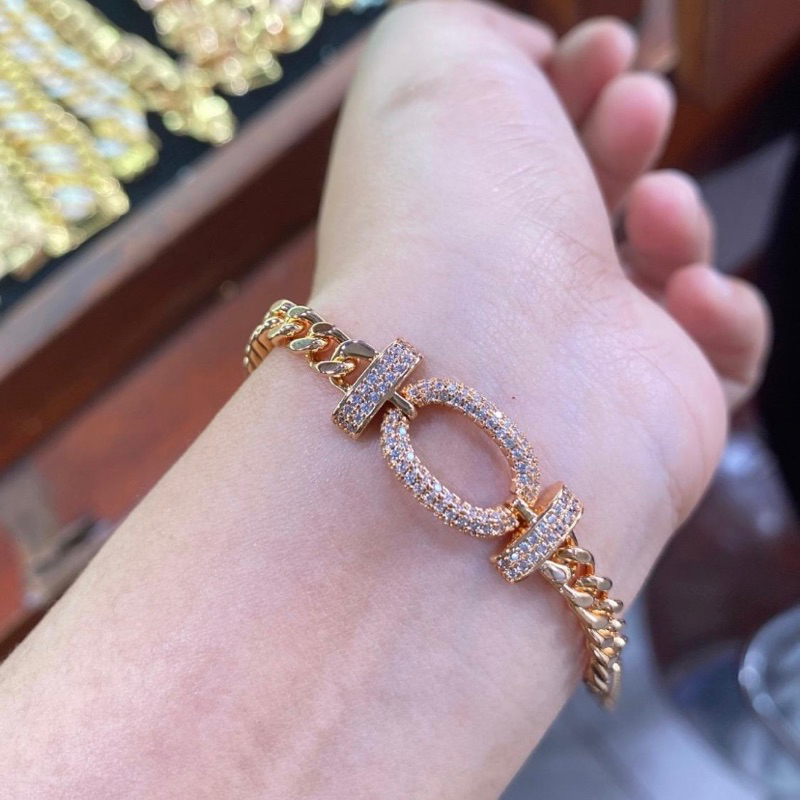 gelang rantai oval xp lapis emas