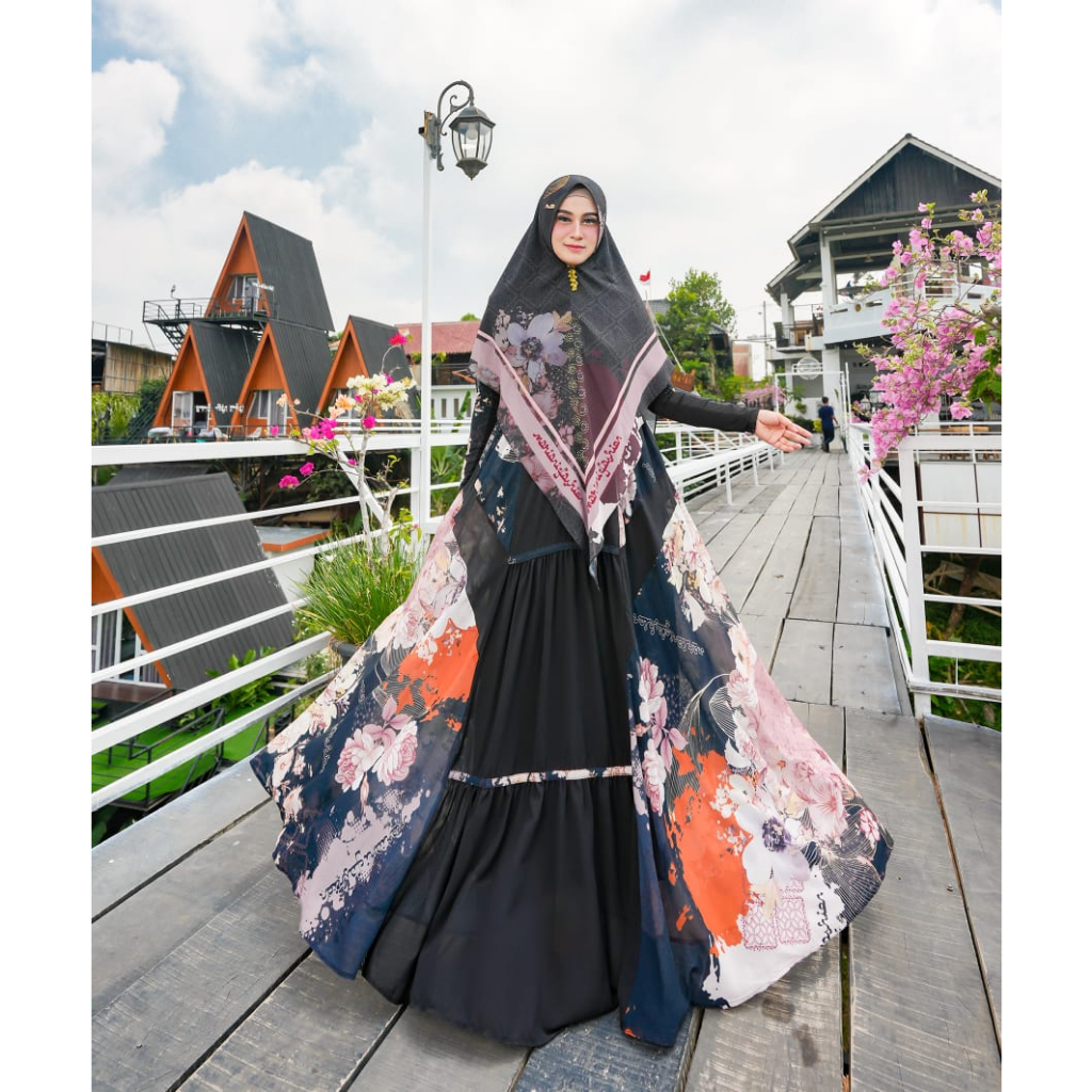 Zahira1808 Musdalifah Series Ceruty Baby Doll Gamis Muslim Syari Ibu Dress Hijab Muslimah Atasan Wan