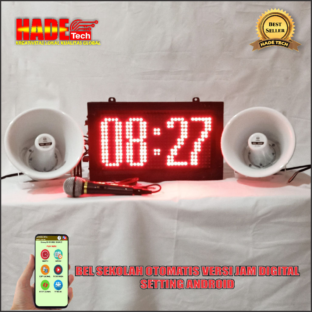 BEL SEKOLAH OTOMATIS VERSI JAM DIGITAL SETING ANDROID 2 SPEAKER LENGKAP