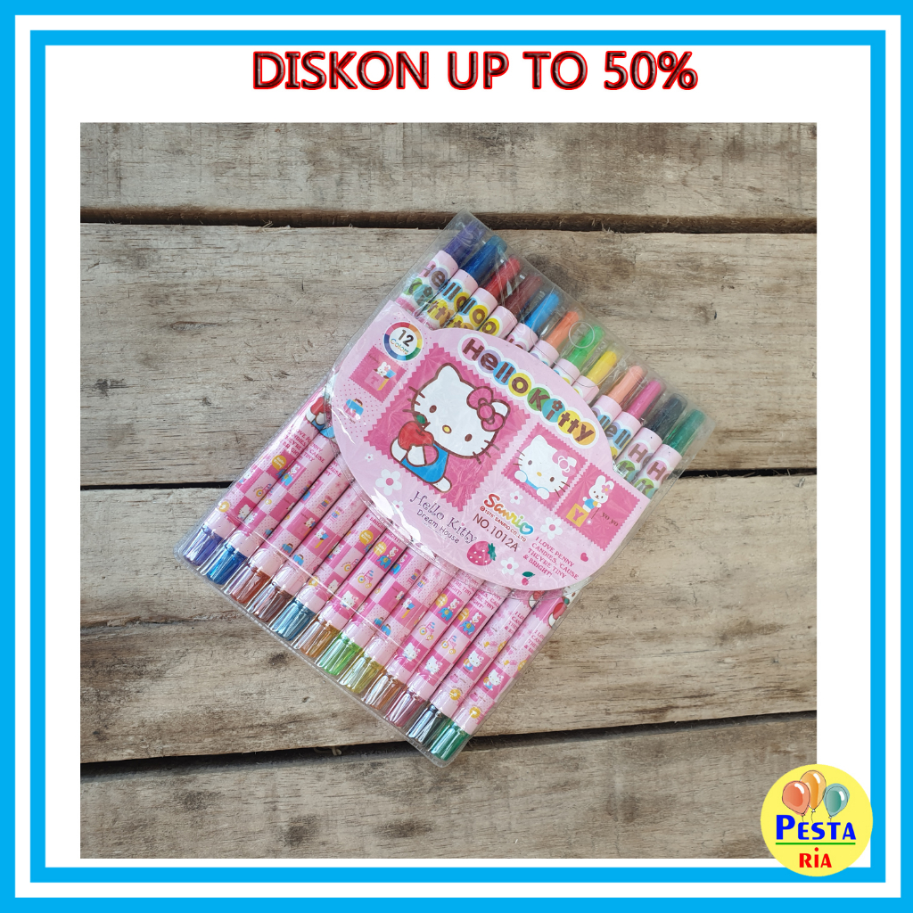 

Murah!! Diskon 50% Crayon Karakter HK, crayon putar fancy, crayon 12 warna