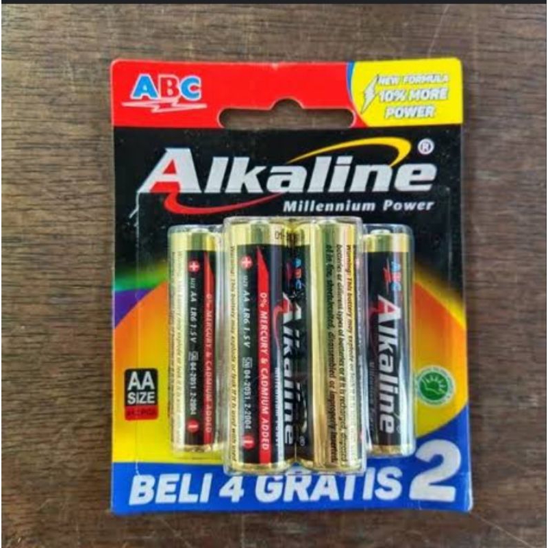Baterai Alkaline AA Alkaline ABC 4+2