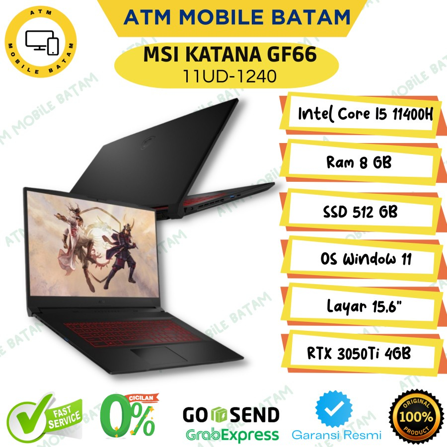 Laptop MSI Katana GF66 11UD 1240 I5 11400H 8/512GB 15,6" W11 RTX3050Ti