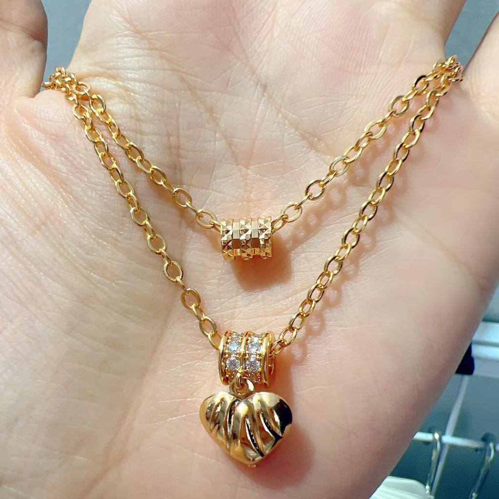 Perhiasan xuping kalung dua layer rantai nori (panjang 45cm)model terbaru-Best jewelry