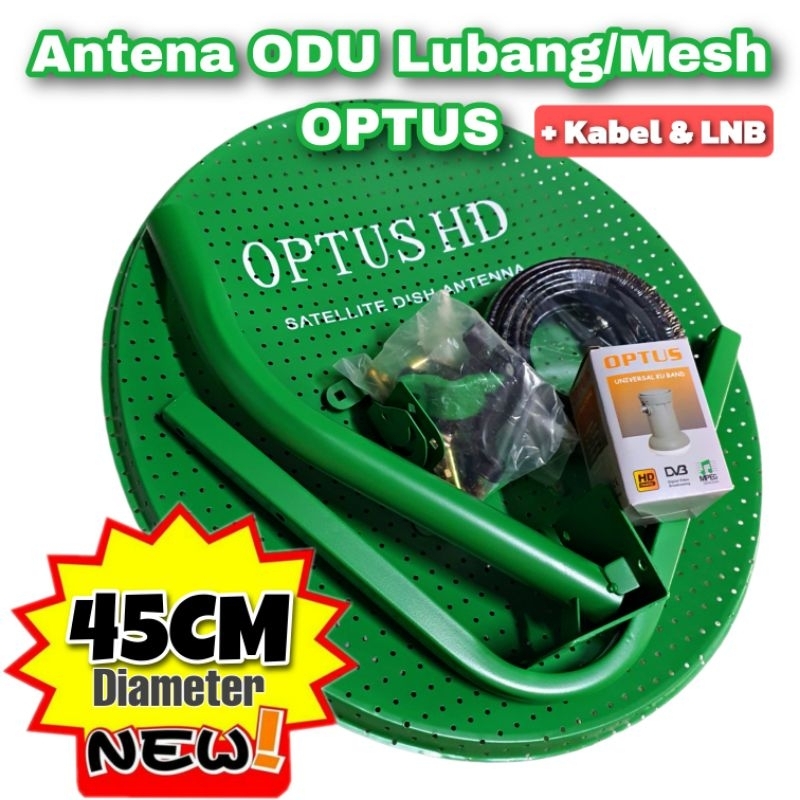 Optus Antena parabola odu 45 cm mini Mesh lubang plat lengkap lnb & kabel