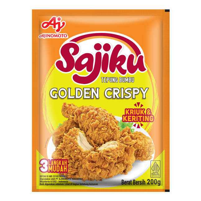 

2 pcs SAJIKU TEPUNG BUMBU GOLDEN CRISPY 200 gr/ sajiku tepung krispi 200 gram disc 50% live