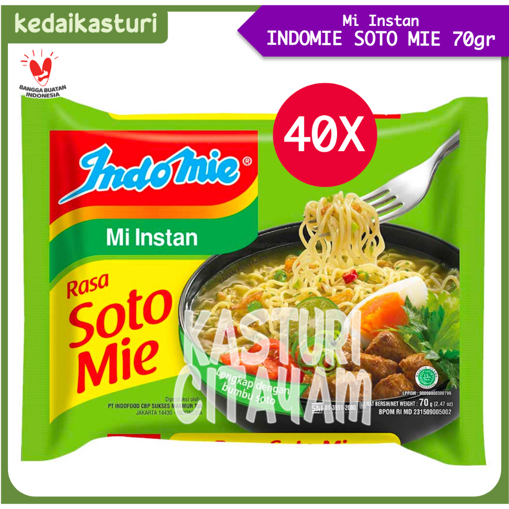 

Indomie Soto Mi 70gr Mie Instan Kuah [1 Karton x 40 Pack]