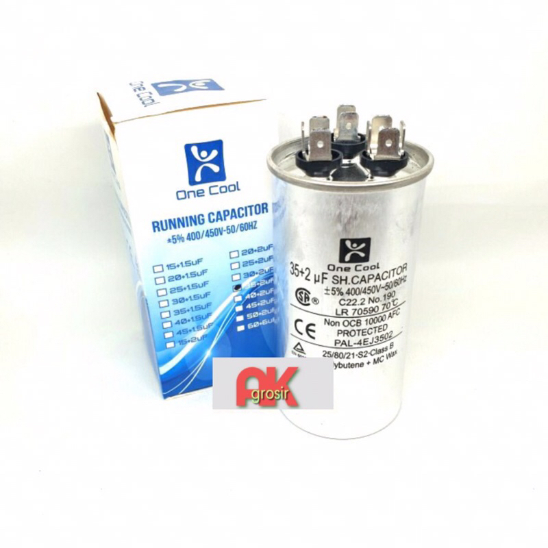 Kapasitor AC 35+2 uf 3 soket / Running Capacitor-Kapasitor 35+2uf