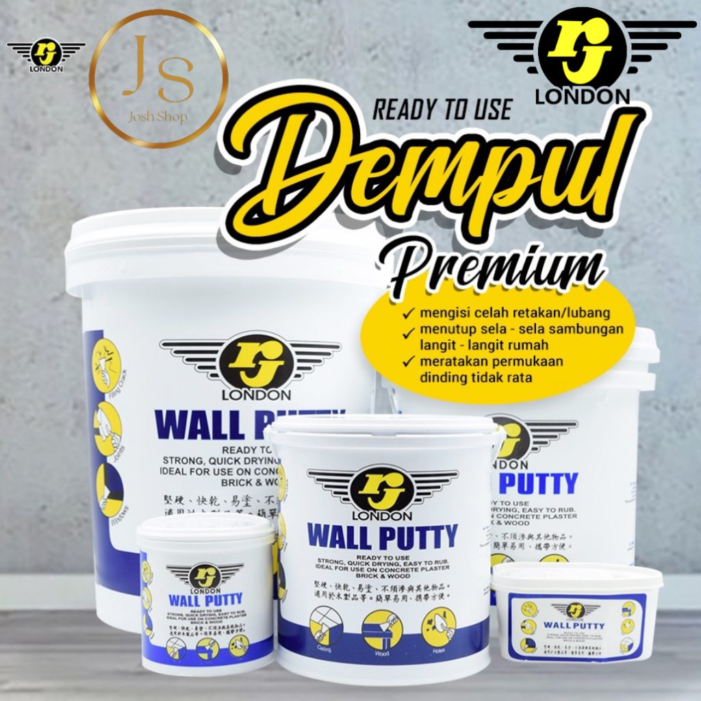 Dempul Premium RJ Wall Putty Dempul Tembok Kayu Serbaguna RJ London 25 KG
