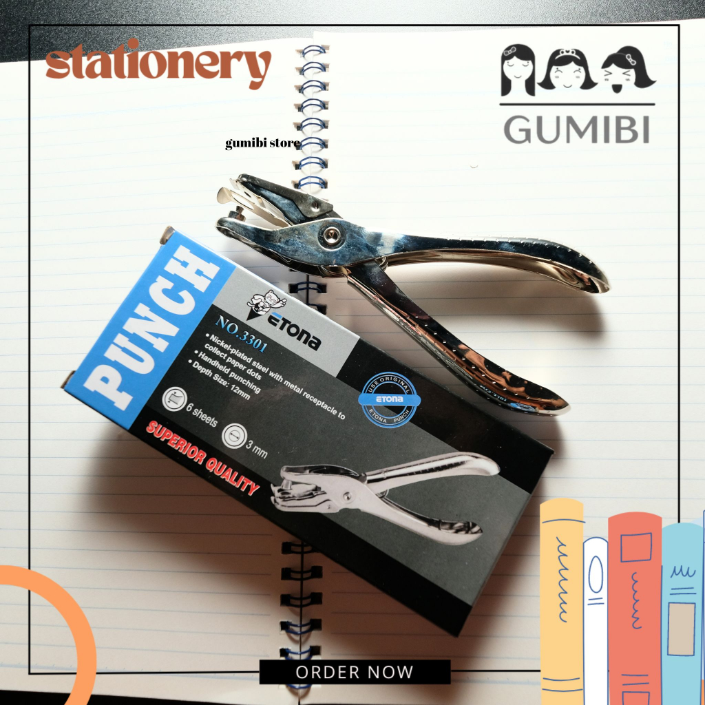 

Pembolong Kertas Etona 3mm Satu Lubang / Perforator One Hole Punch Cocok Untuk Hand Tag