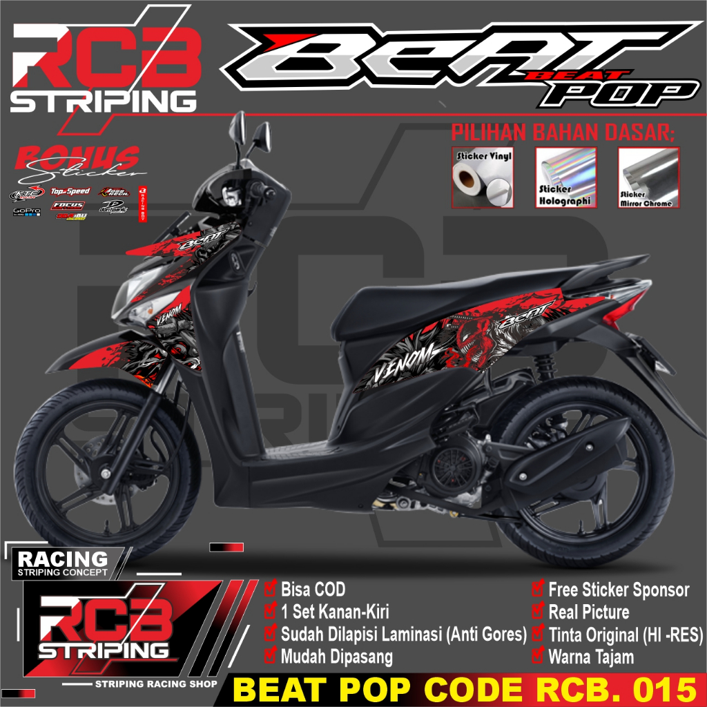 STRIPING BEAT POP STIKER MOTOR BEAT POP / STIKER BEAT POP FI VENOM BEAT POP NEW / BEAT POP RCB 015