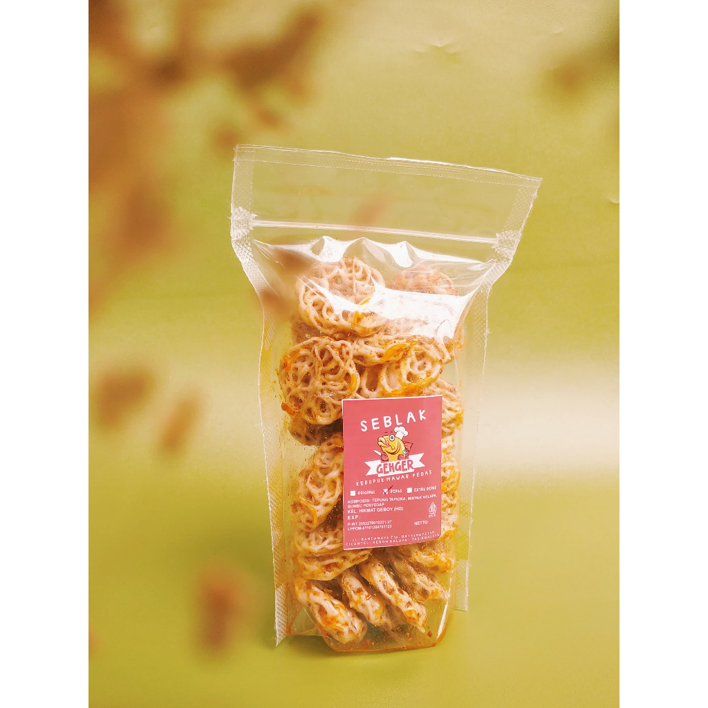 

KERUPUK SEBLAK GEHGER SI GEBOY TEA 70Grm