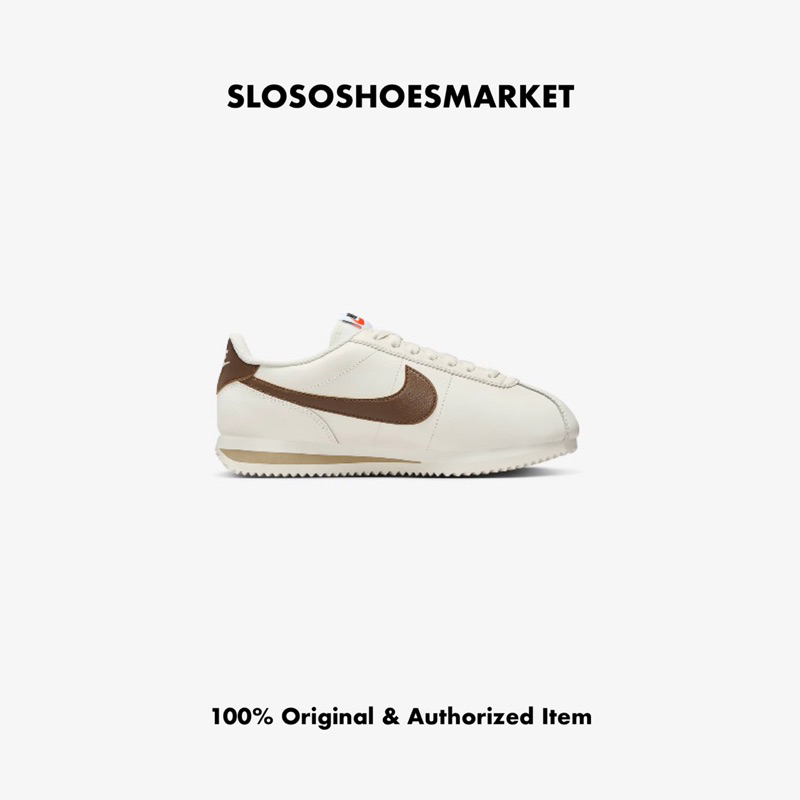 Nike Cortez White Sail Khaki Brown - 100% Original / RESMI