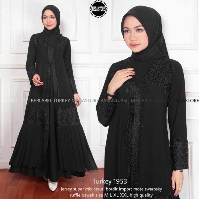 

TURKEY 1953 ORI MEGA STORE GAMIS ABAYA HITAM KEKINIAN aq