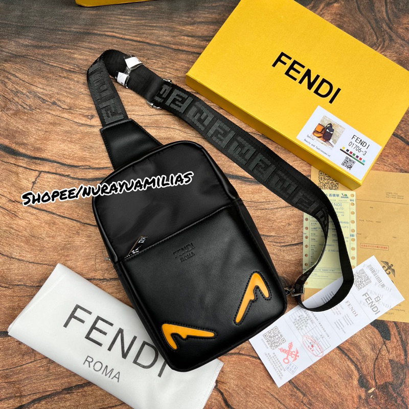 Tas pria fendi monster eyes import ori leather tas selempang pria tas dada pria branded