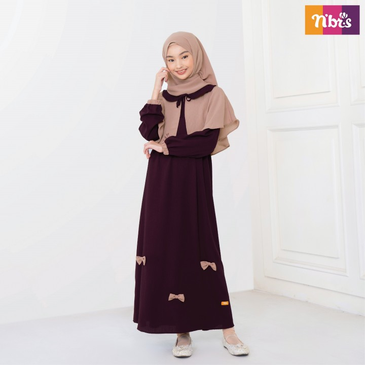SUPER SALE - DAANIA Burgundy Gamis anak Nibras - gamis anak simpel - gamis anak 1 set hijab