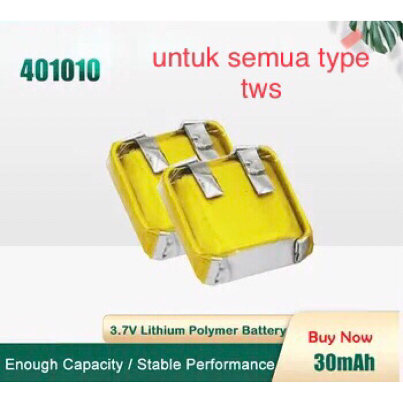 baterai TWS Polymer lithium battery 401010 30mAh 3.7V