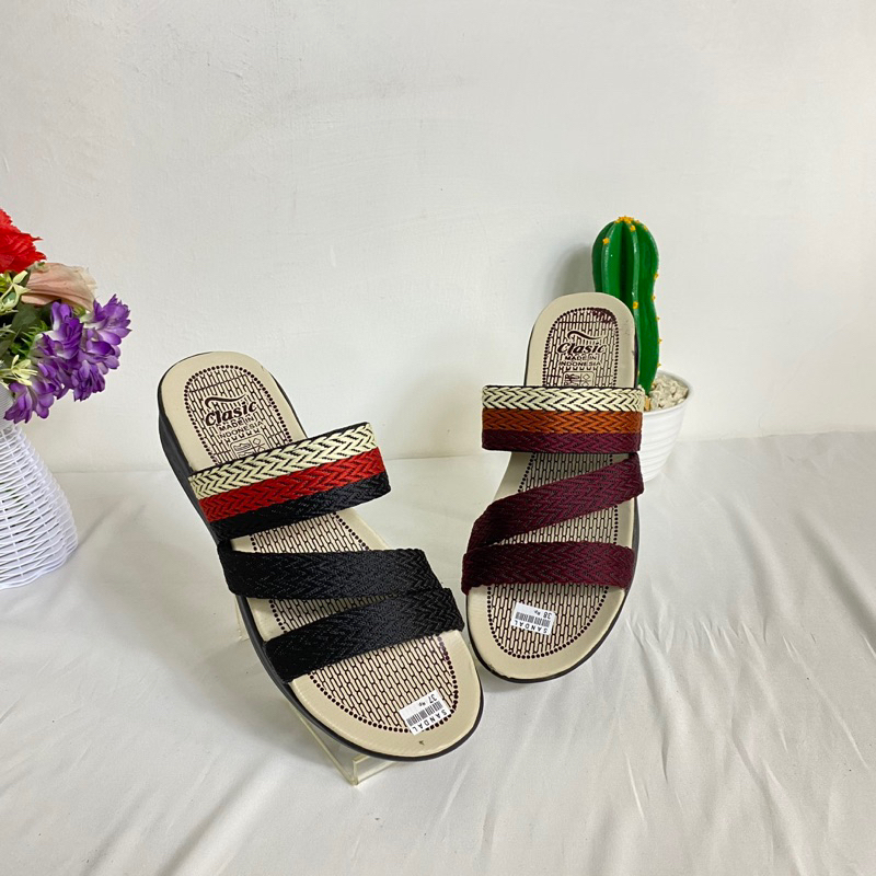 CLASIC - Sandal Wanita Turki Wedges Model Bantiga Rajut