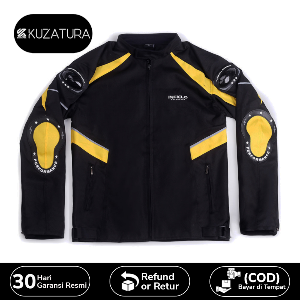 Jaket Motor Pria Touring Racing Riding Anti Angin Air Waterproof Protector Original Hitam Kuning IFS