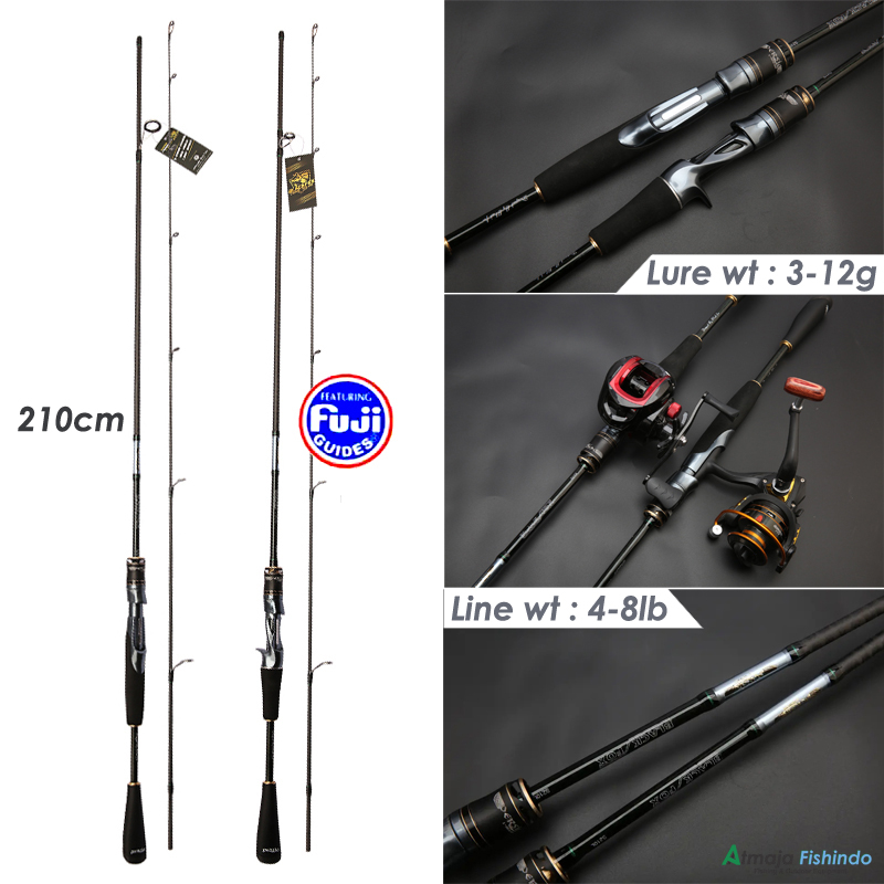 BlackFox Joran Casting Spinning 210cm 4-8lb ring fuji Medium Light 3-12gr XW043