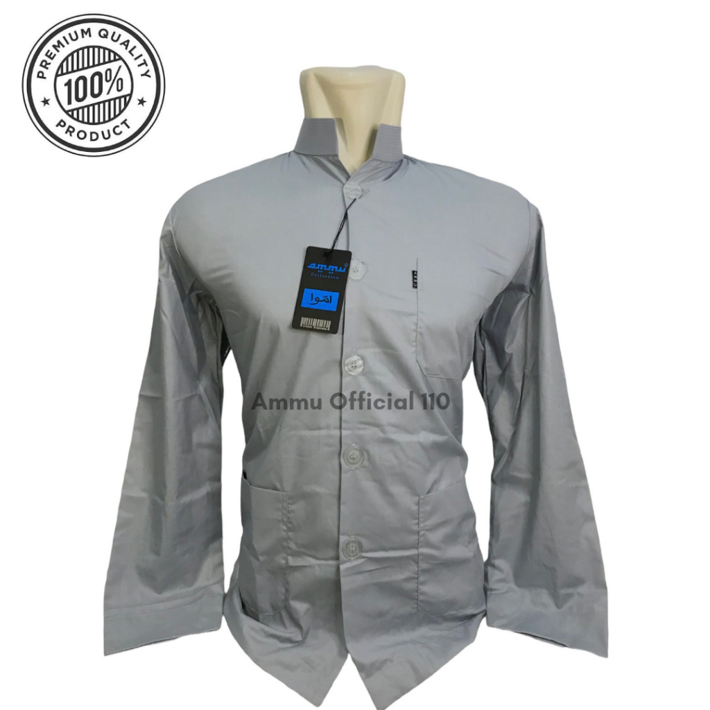 BAJU KOKO AMMU WARNA ABU MUDA/SILVER BUSANA MUSLIM PRIA