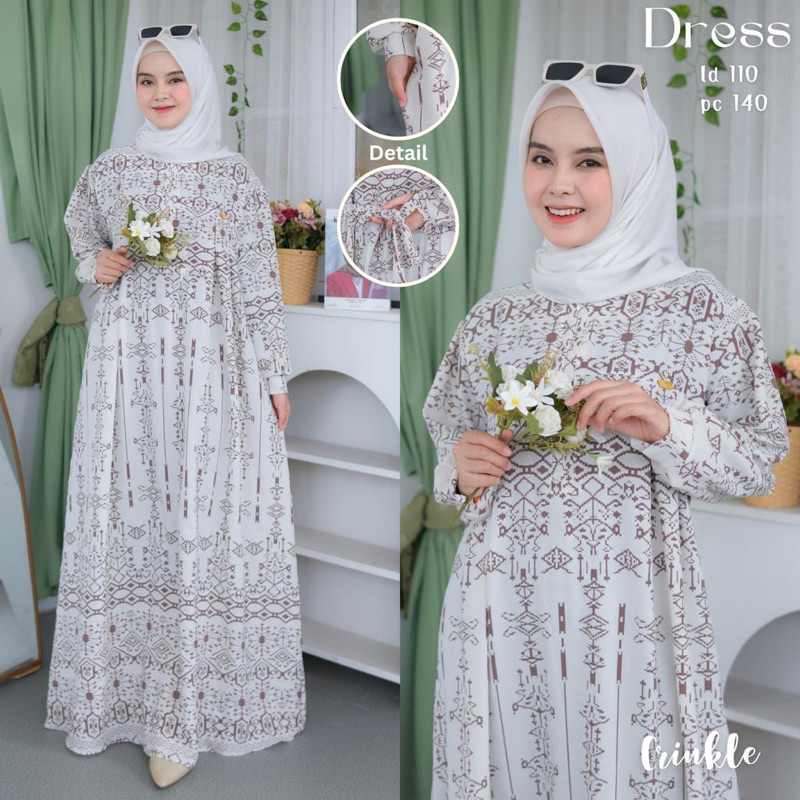 Gamis crinkle motif ladyzara sudah free hijab