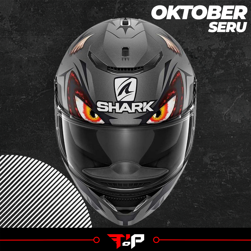 SHARK SPARTAN LORENZO DIABLO BLACK HELM FULL FACE SPOILER