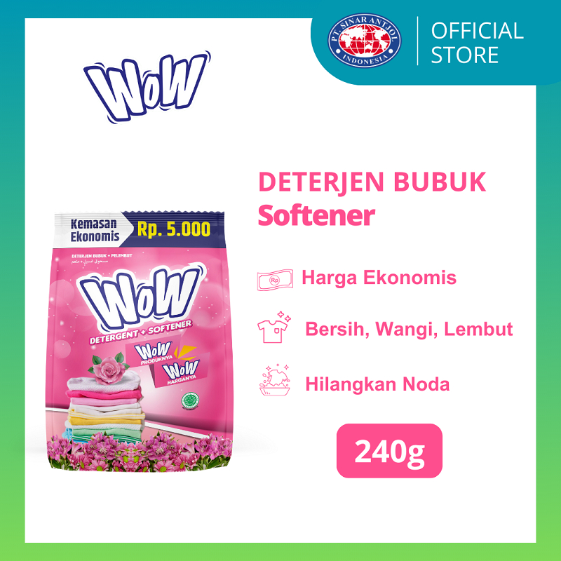 WOW 1000 Deterjen Sabun Cuci Baju Softener 240gr - Pink
