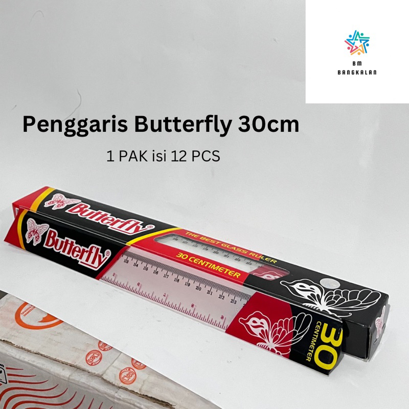 

Penggaris / Garisan BUTTERFLY 30 cm Plastik