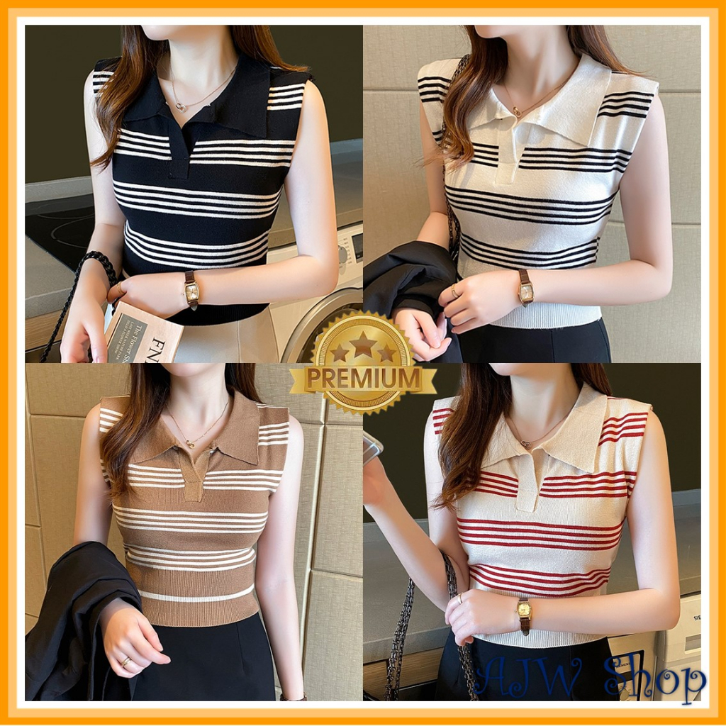 AJW Basic Top Knit Import Premium QAA | Baju Rajut Wanita Korea | Kaos Rajut Remaja Kekinian Drakor 