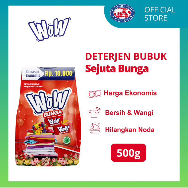 WOW 2000 Deterjen Sabun Cuci Baju Bunga 500gr - Merah