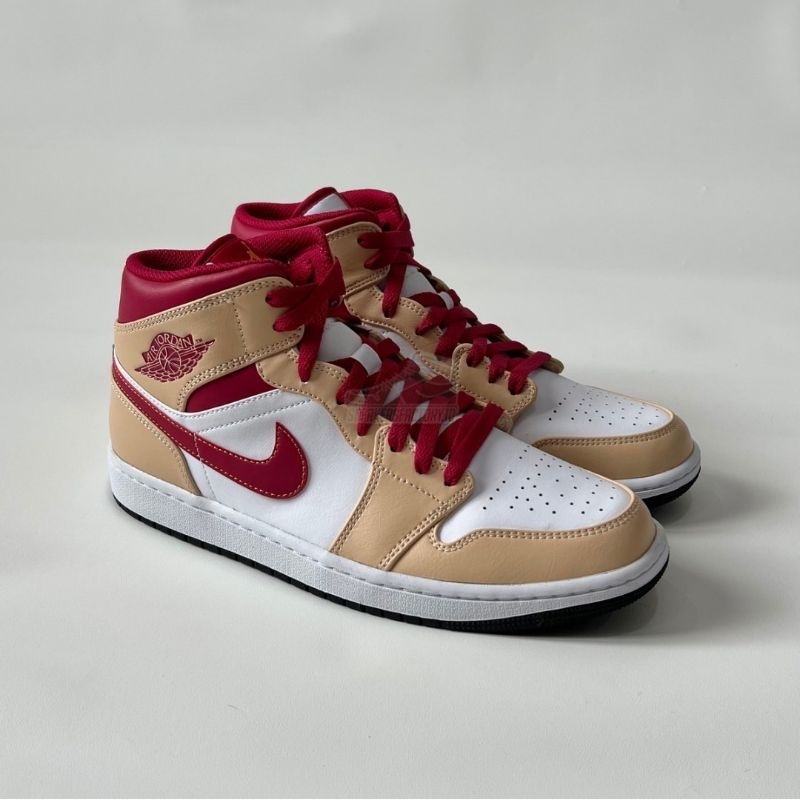 Air Jordan 1 Mid Beige Red (100% Original)