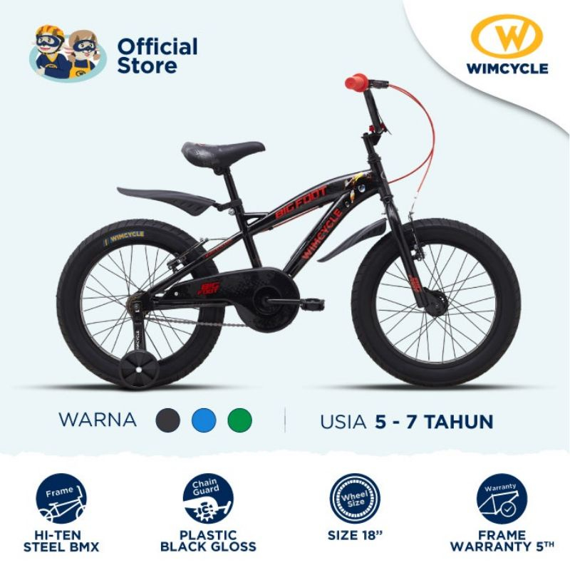 SEPEDA ANAK BMX WIMCYCLE 18 INCH BIG FOOT 3.0